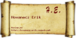 Hovanecz Erik névjegykártya